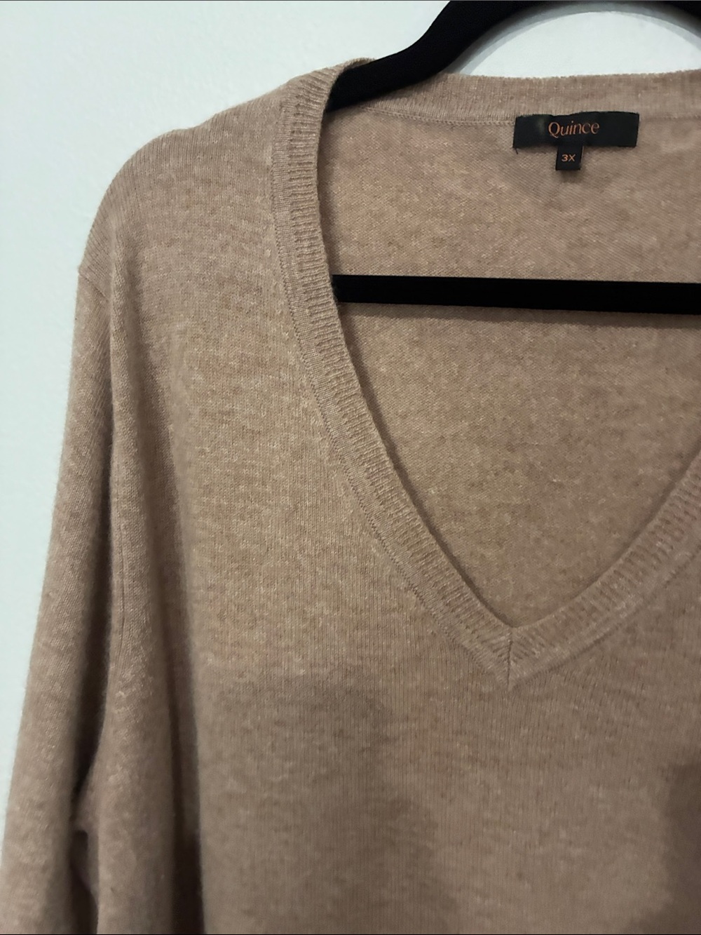 Quince 100% Cashmere V-Neck Women's Sweater in Beige - Picture 5 of 10